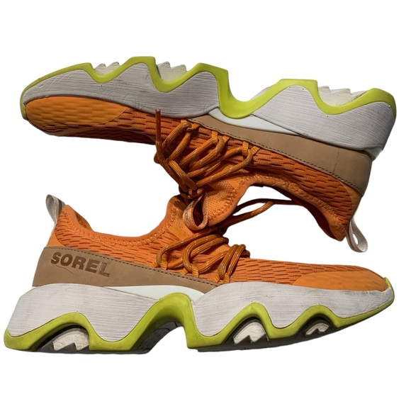 SOREL | Women’s Kinetic Breakthru Sneakers - Orange + Lime Green - Sz 7.5 - Picture 12 of 14